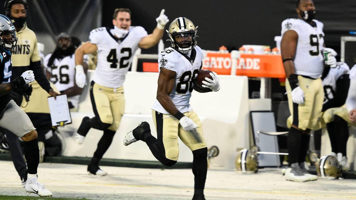 Ty Montgomery rushes for a big gain against the Panthers