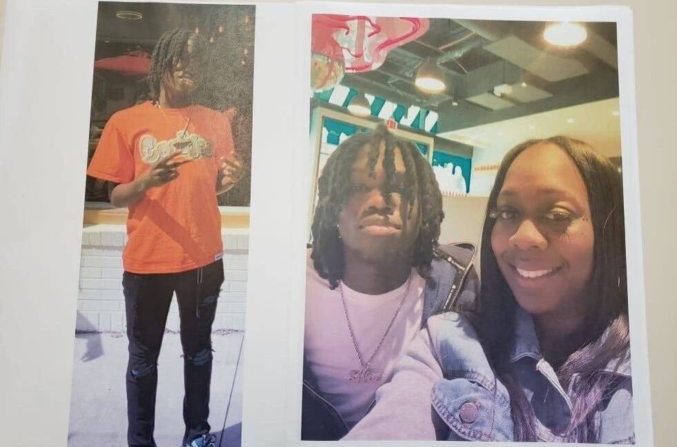 Tyler at left, Tyler and his mother in family photos