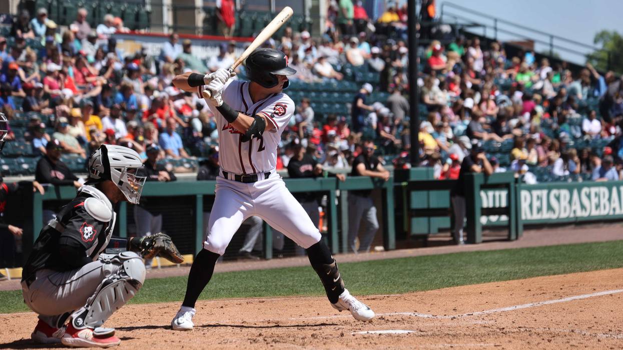 Tyler Fitzgerald batting for the Richmond Flying Squirrels in a game against the Erie SeaWolves.