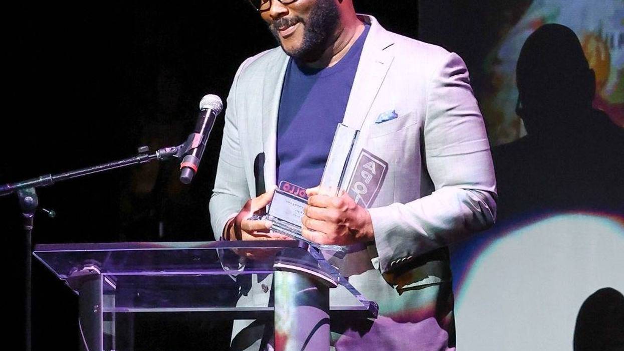 Tyler Perry speaks during the 2022 Apollo Theater Spring Benefit at The Apollo Theater on June 13, 2022 in New York City