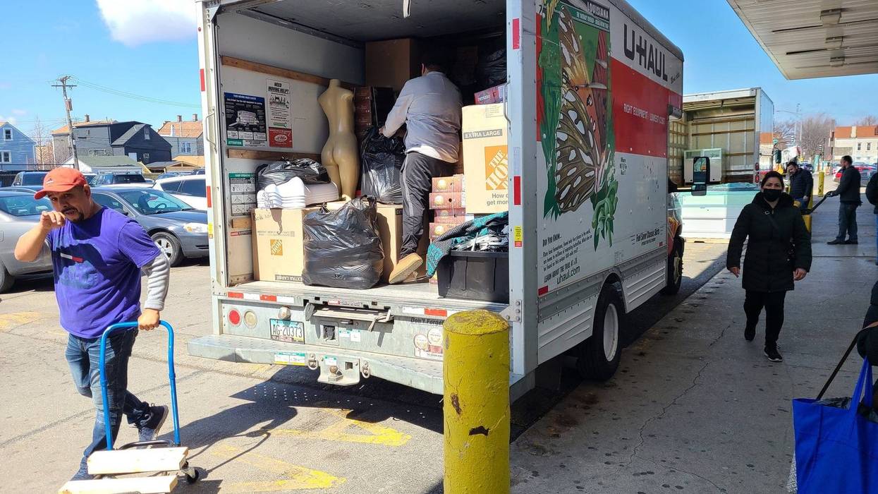U Haul truck outside mall