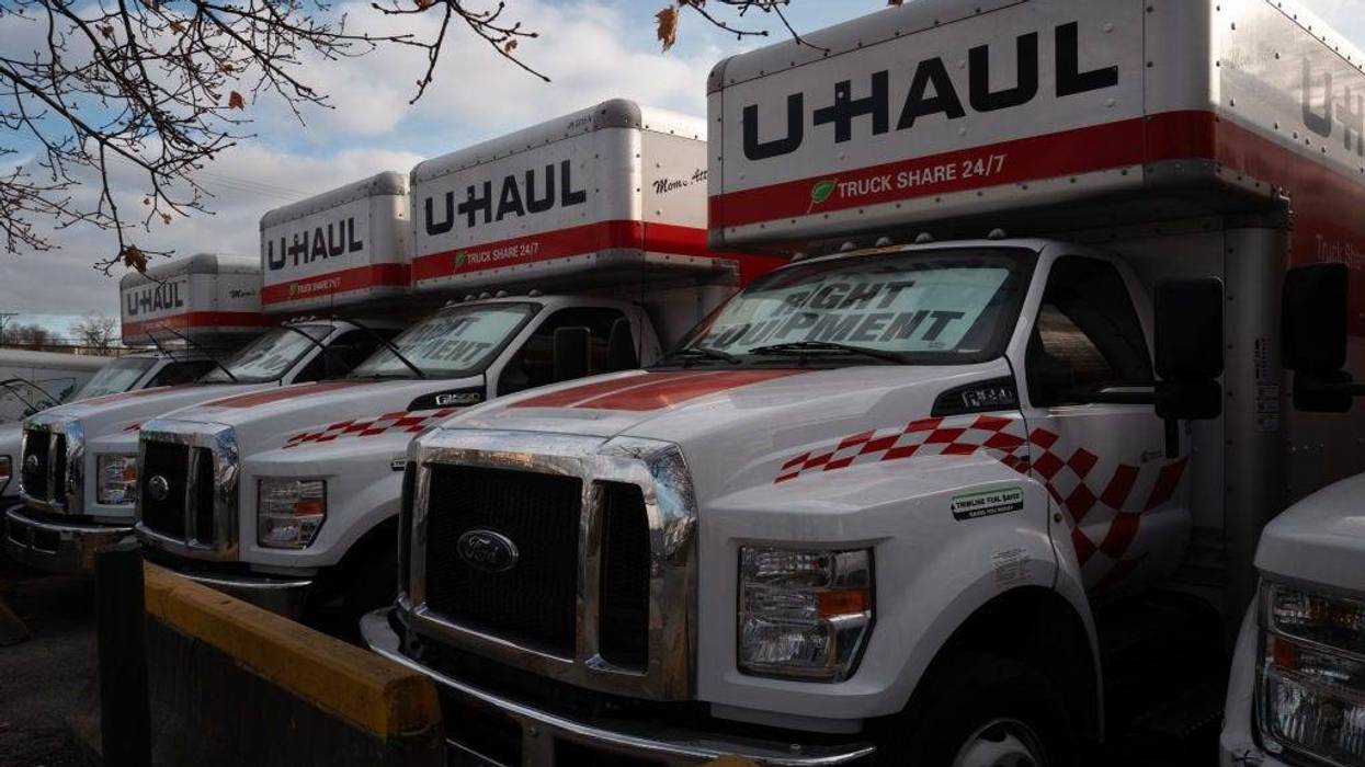 U-Haul trucks sit at one of the company's rental facilities