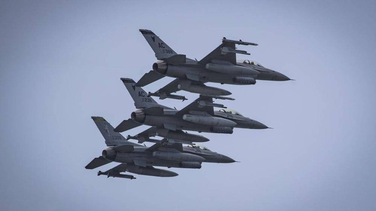 U.S. Air Force F-16C Fighting Falcons from the New Jersey National Guard’s 177th Fighter Wing fly overhead during the Thunder over the Boardwalk Air Show in Atlantic City, N.J., Aug. 22, 2018.