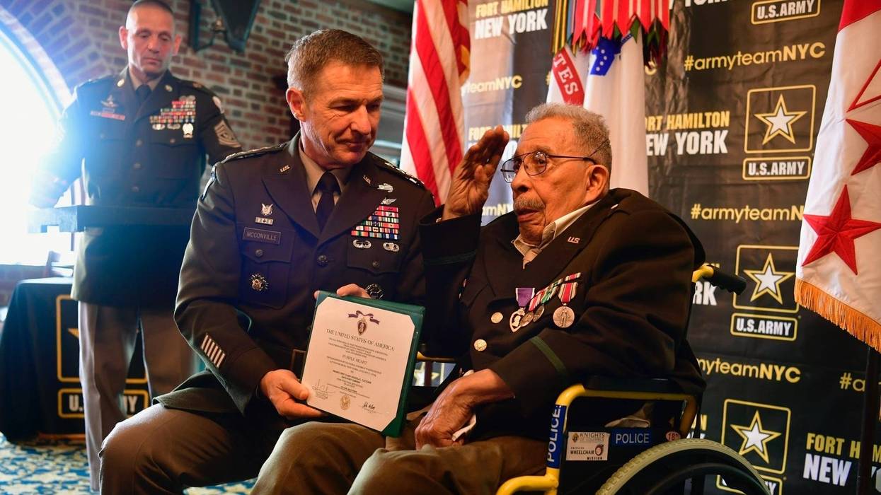 U.S. Army awards purple heart to 99-year-old WWII vet