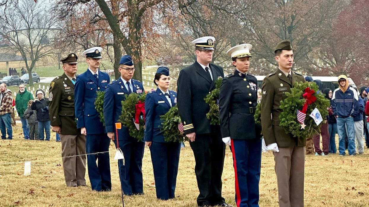 U.S. Army Soldier Col. Jolanda L.J. Walker, Munson Army Health Center director, served as master of ceremonies for Wreaths Across America at Leavenworth National Cemetery, Leavenworth, Kansas, Dec. 14.