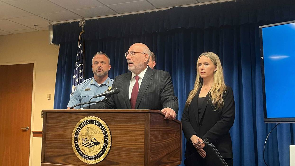 U.S. Attorney Andrew Luger alongside Minneapolis Police Chief Brian O'Hara announcing the arrest of 10 more alleged Minneapolis gang members Tuesday.