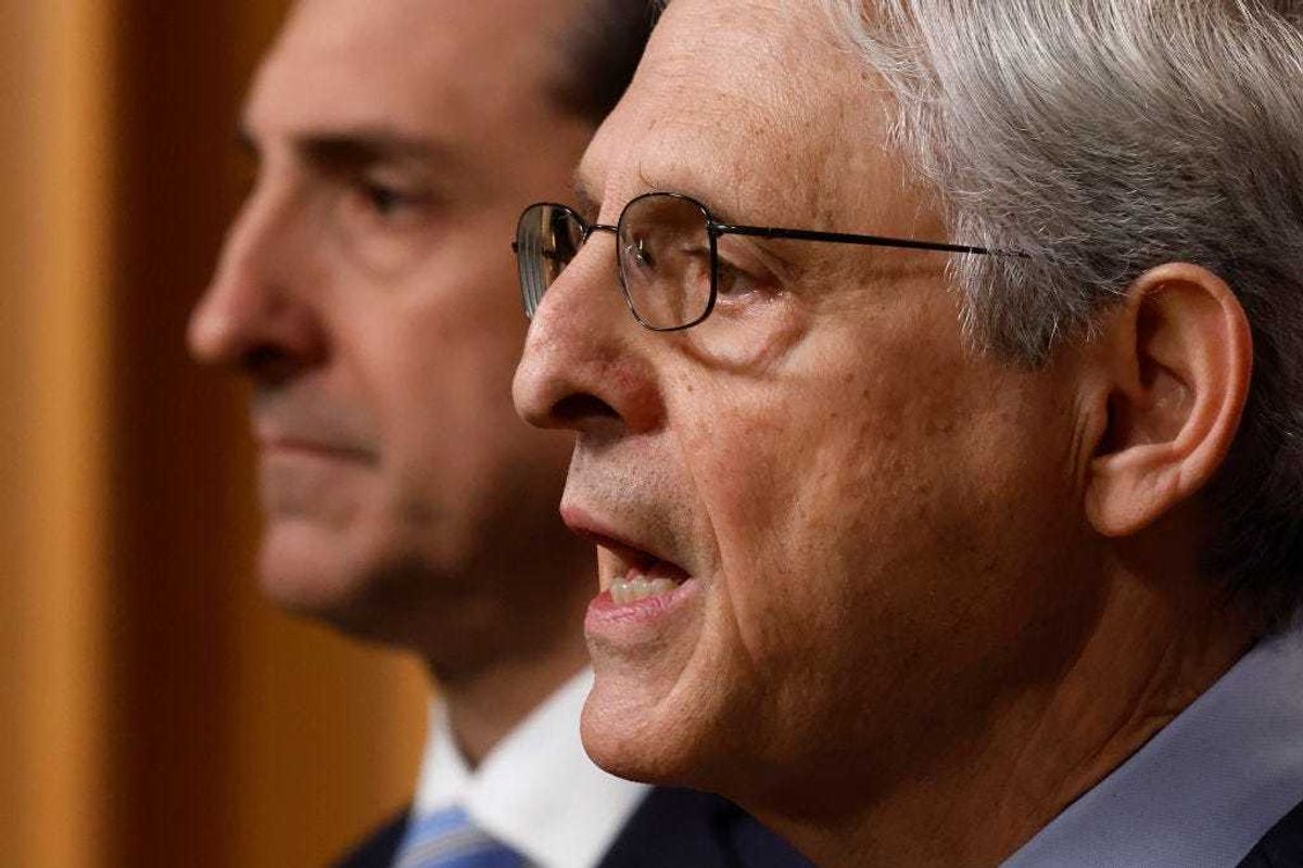 U.S. Attorney General Merrick Garland is joined by U.S. Attorney for the Northern District of Illinois John Lausch during a news conference at the Justice Department to announce the appointment of a Special Counsel to investigate the discovery of classified documents held by President Joe Biden at an office and his home on January 12, 2023 in Washington, DC.