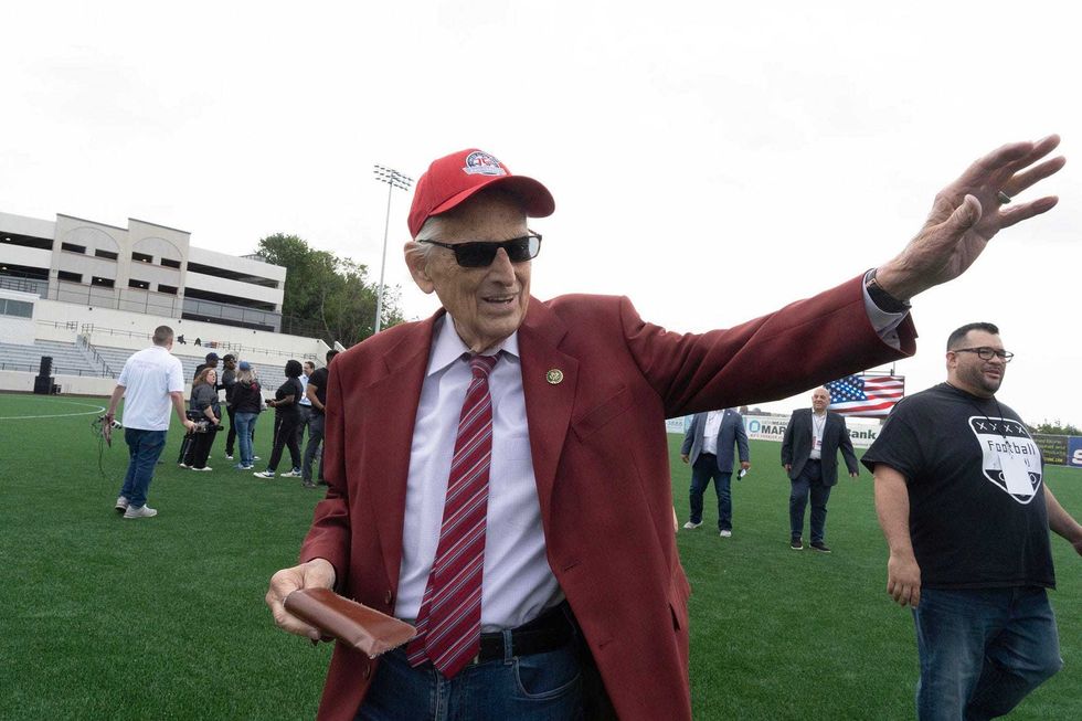 U.S. Congressman Bill Pascrell waves to people at Hinchliffe Stadium in Paterson on May 19, 2023