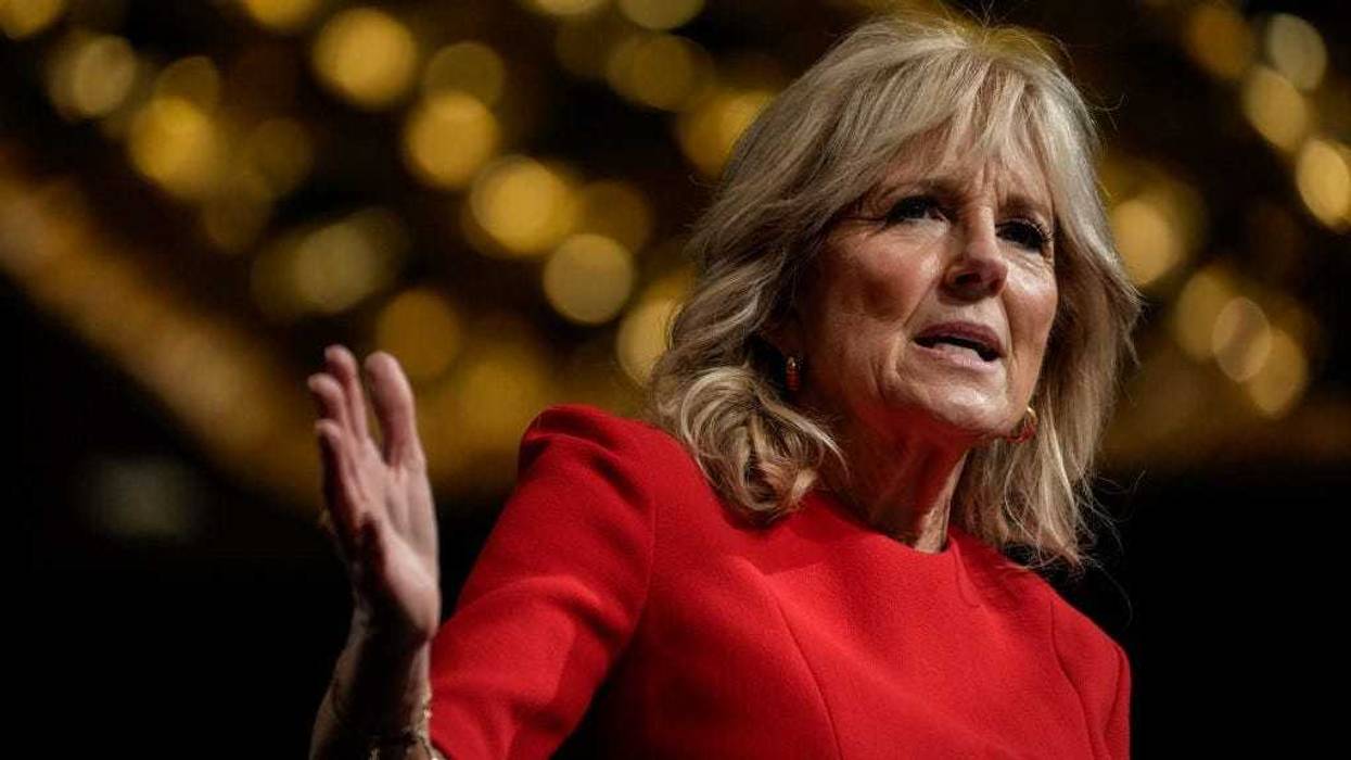 U.S. First Lady Jill Biden speaks at the Community College National Legislative Summit at the Marriott Marquis on February 7, 2022 in Washington, DC.