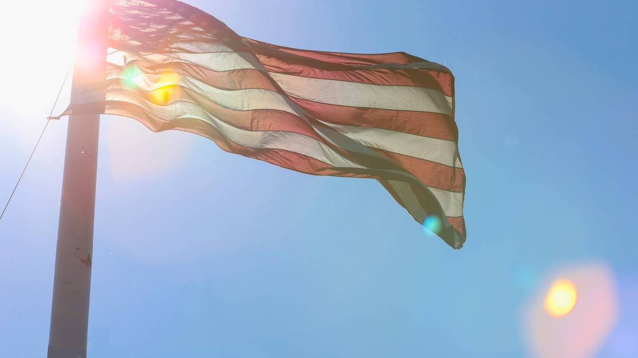 U.S. flag at half mast.