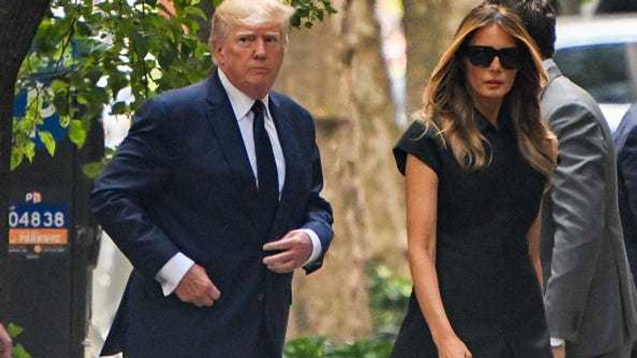 U.S. former President Donald J. Trump arrives for the funeral of Ivana Trump at St. Vincent Ferrer Roman Catholic Church July 20, 2022 in New York City.