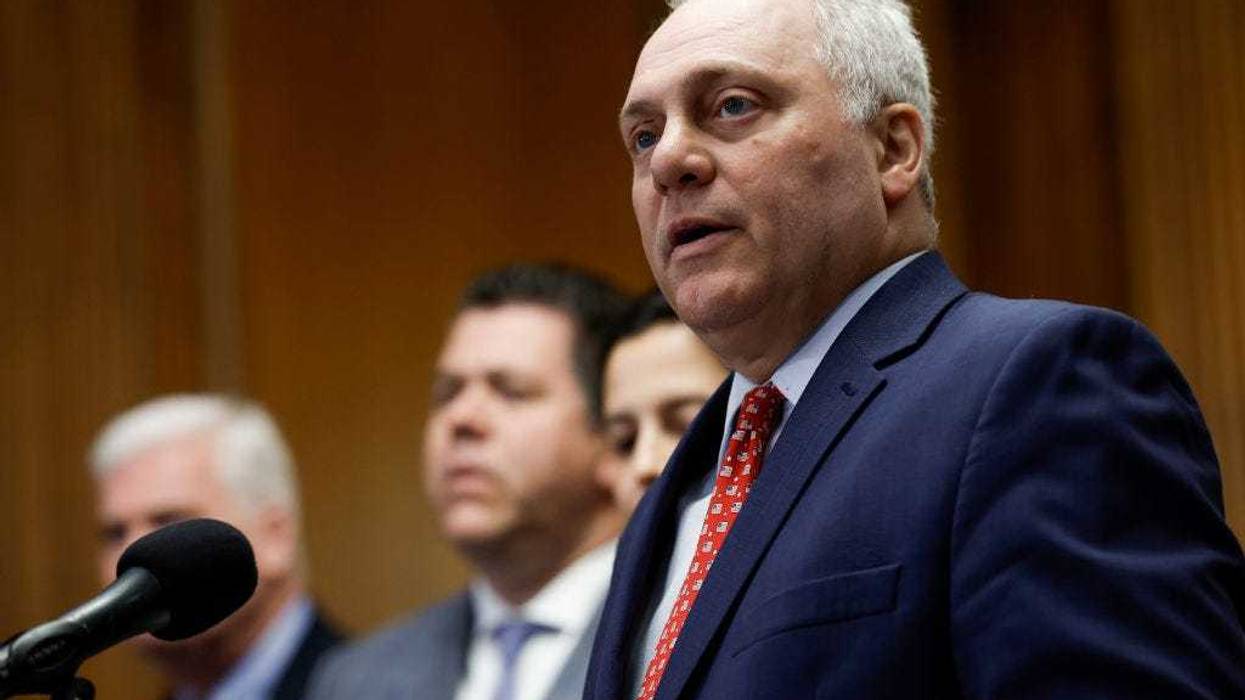 U.S. House Majority Leader Rep. Steve Scalise (R-LA) speaks to reporters during a news conference after the passage of the National Defense Authorization Act (NDAA) at the U.S. Capitol Building on July 14, 2023 in Washington, DC.