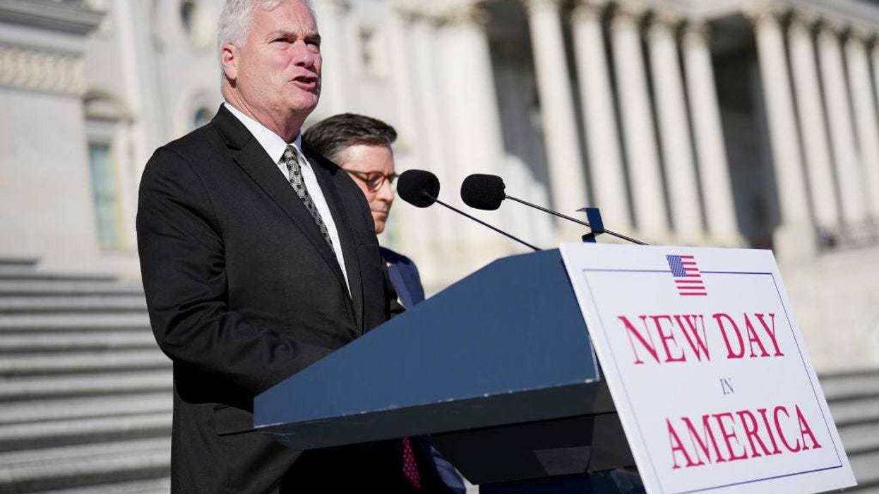 U.S. House Majority Whip Rep. Tom Emmer (R-MN) speaks during a news conference on the results of the 2024 election outside of the U.S. Capitol Building on November 12, 2024 in Washington, DC.