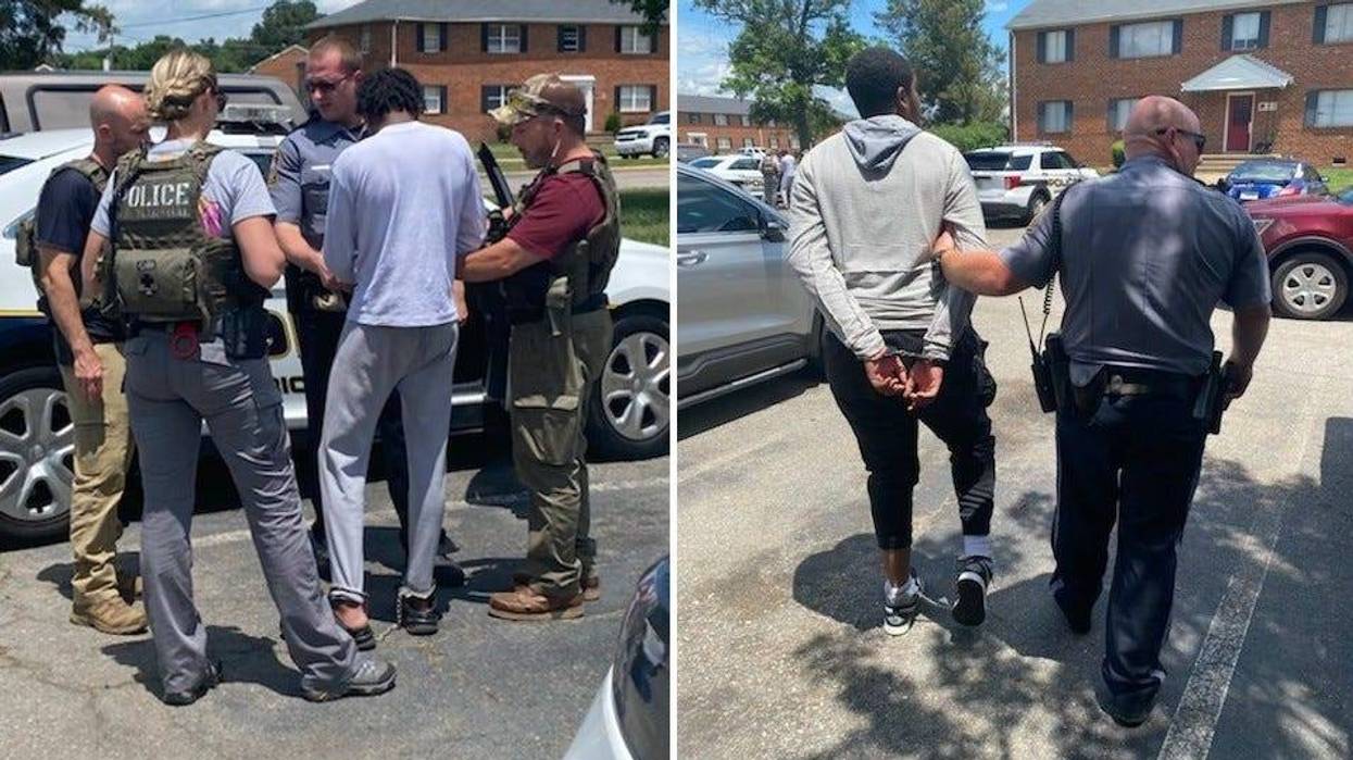 U.S. Marshals are shown arresting Quadir Dukes-Hill and Nahjee Whittington in Richmond, Virginia, on Thursday.
