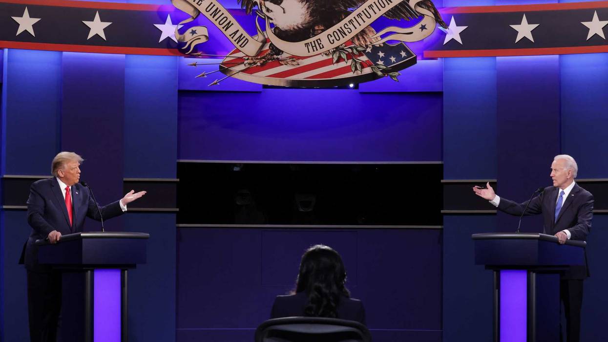 U.S. President Donald Trump and Democratic presidential nominee Joe Biden in the final presidential debate at Belmont University on October 22, 2020 in Nashville, Tennessee. This is the last debate between the two candidates before the election on November 3.