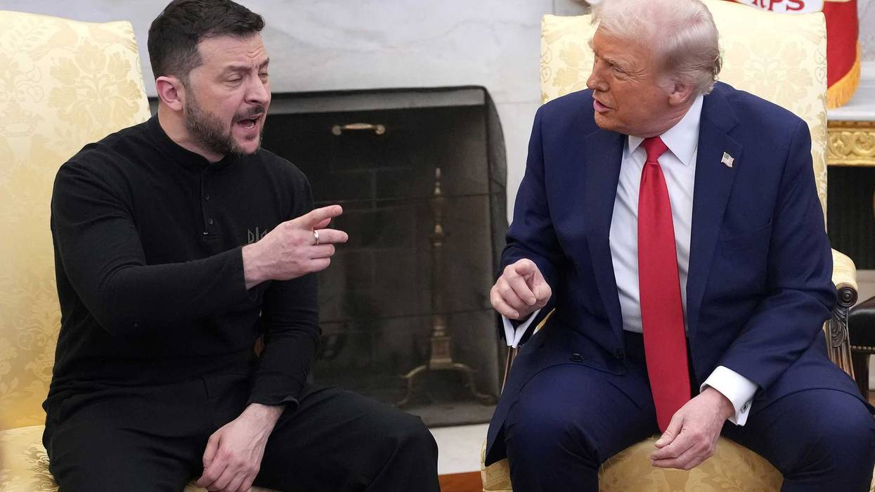 U.S. President Donald Trump and Ukrainian President Volodymyr Zelensky meet