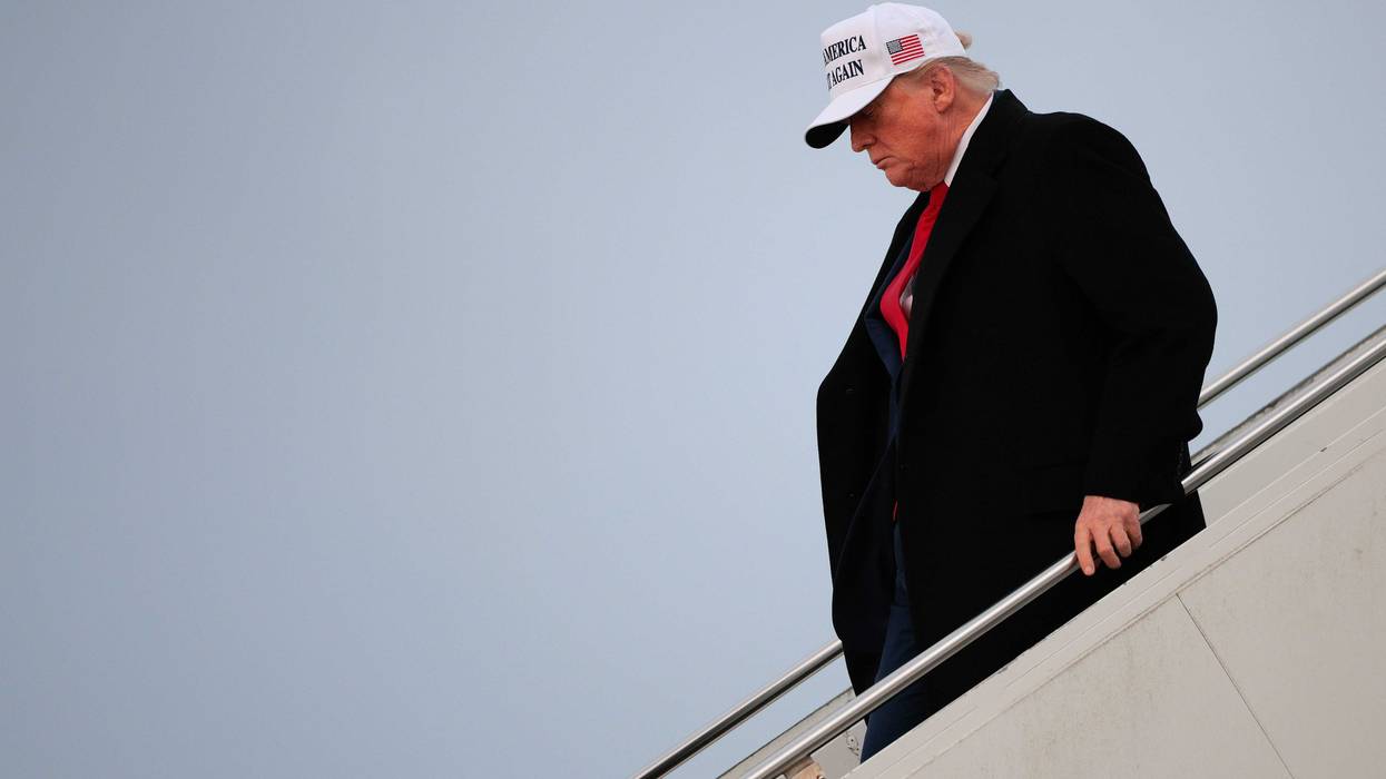 U.S. President Donald Trump arrives at Calgary International Airport for the G7 leaders' summit on June 15, 2025 in Calgary, Alberta.
