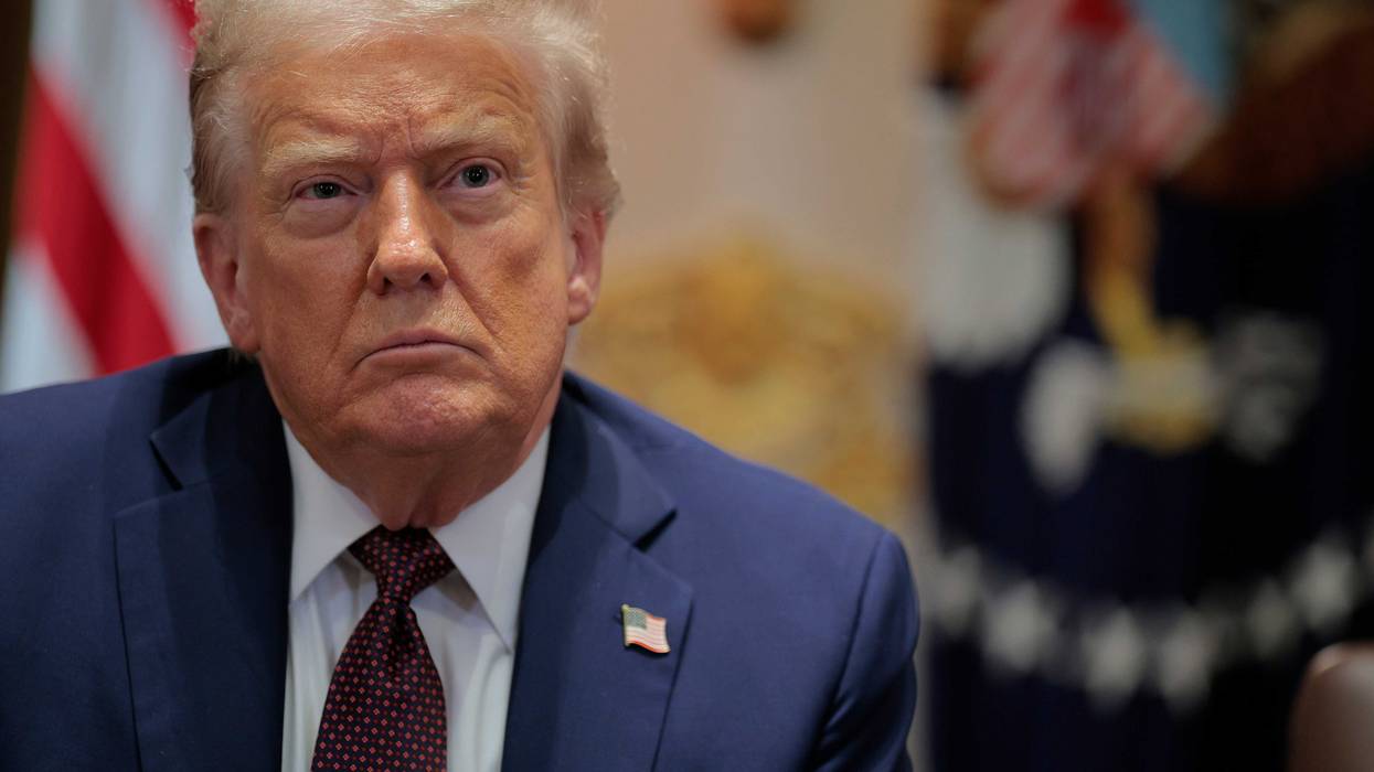 U.S. President Donald Trump attends a cabinet meeting with members of his administration in the Cabinet Room of the White House on August 26, 2025 in Washington, DC. This is the seventh cabinet meeting of Trump's second term.