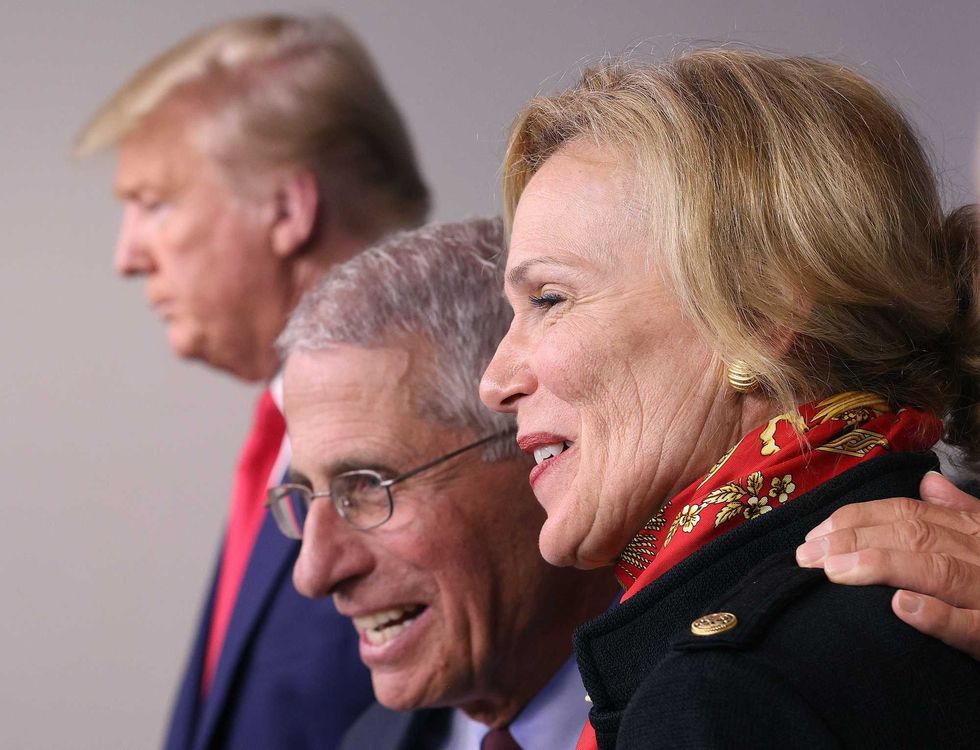 U.S. President Donald Trump, Dr. Anthony Fauci, director of the National Institute of Allergy and Infectious Diseases, and White House coronavirus response coordinator Debbie Birx, participate in the daily coronavirus task force briefing in the Brady Briefing room at the White House on March 31, 2020 in Washington, DC.