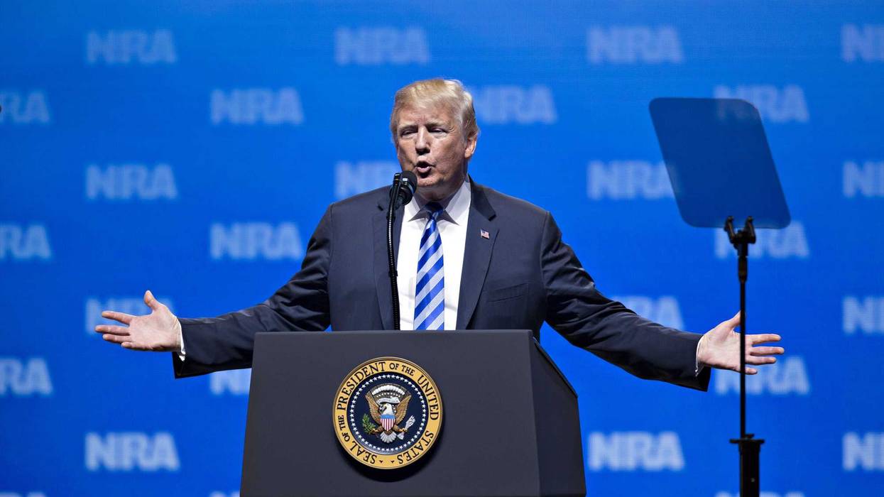 U.S. President Donald Trump speaks at the National Rifle Association Institute for Legislative Action (NRA-ILA) Leadership Forum during the NRA annual meeting in Dallas, Texas, U.S., on Friday, May 4, 2018. Daniel Acker/Bloomberg via Getty Images