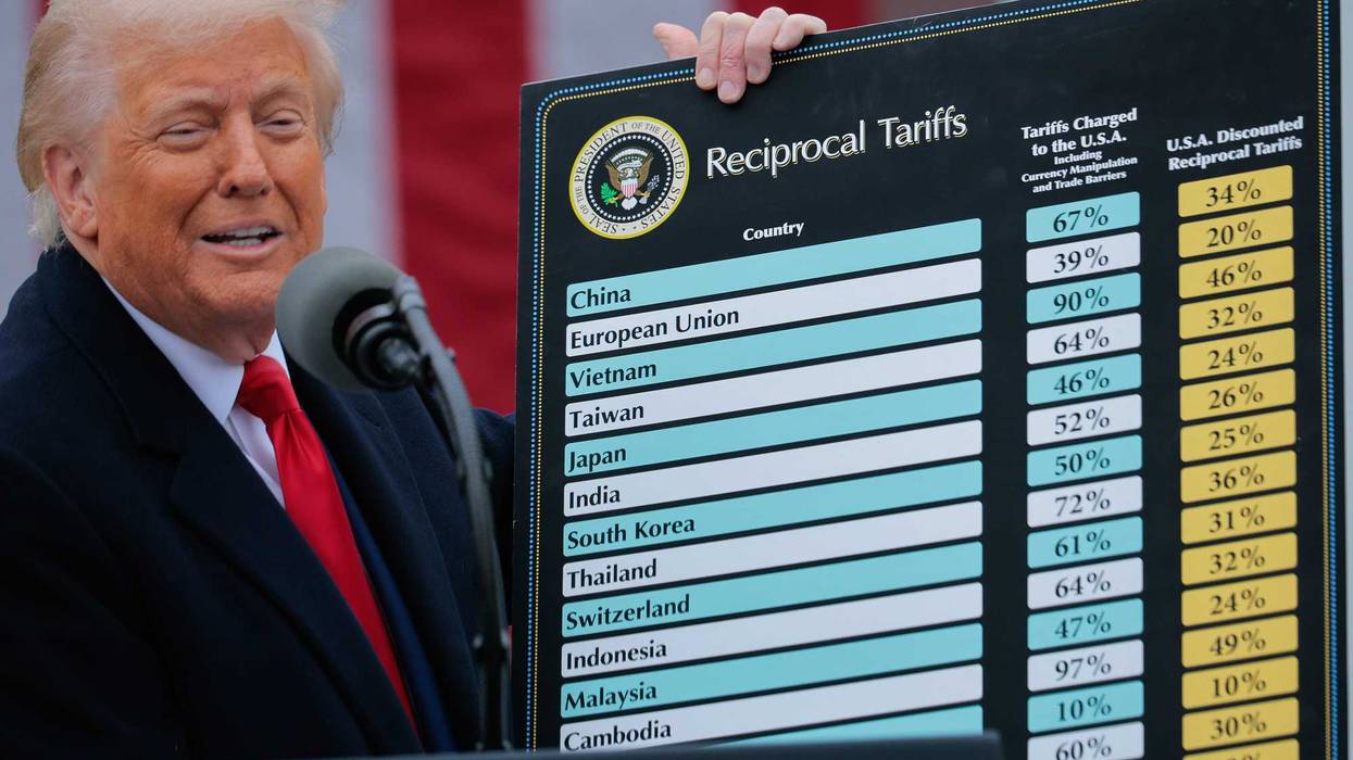 U.S. President Donald Trump speaks during a “Make America Wealthy Again” trade announcement event in the Rose Garden at the White House on April 2, 2025 in Washington, DC. Touting the event as “Liberation Day”, Trump announced additional tariffs targeting goods imported to the U.S.