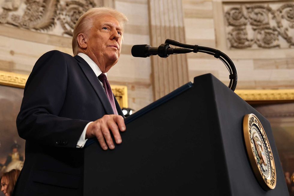 U.S. President Donald Trump speaks during inauguration ceremonies in the Rotunda of the U.S. Capitol on January 20, 2025 in Washington, DC. Donald Trump takes office for his second term as the 47th president of the United States. (Photo by Chip Somodevilla/Getty Images)