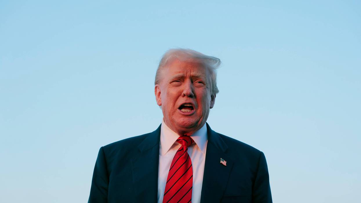 U.S. President Donald Trump speaks to reporters near Air Force One at the the Lehigh Valley International Airport on August 03, 2025 in Allentown, Pennsylvania.