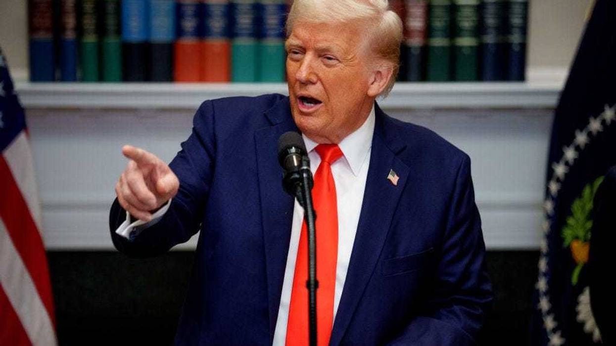 U.S. President Donald Trump takes a question from a reporter in the Roosevelt Room of the White House on March 3, 2025 in Washington, DC.
