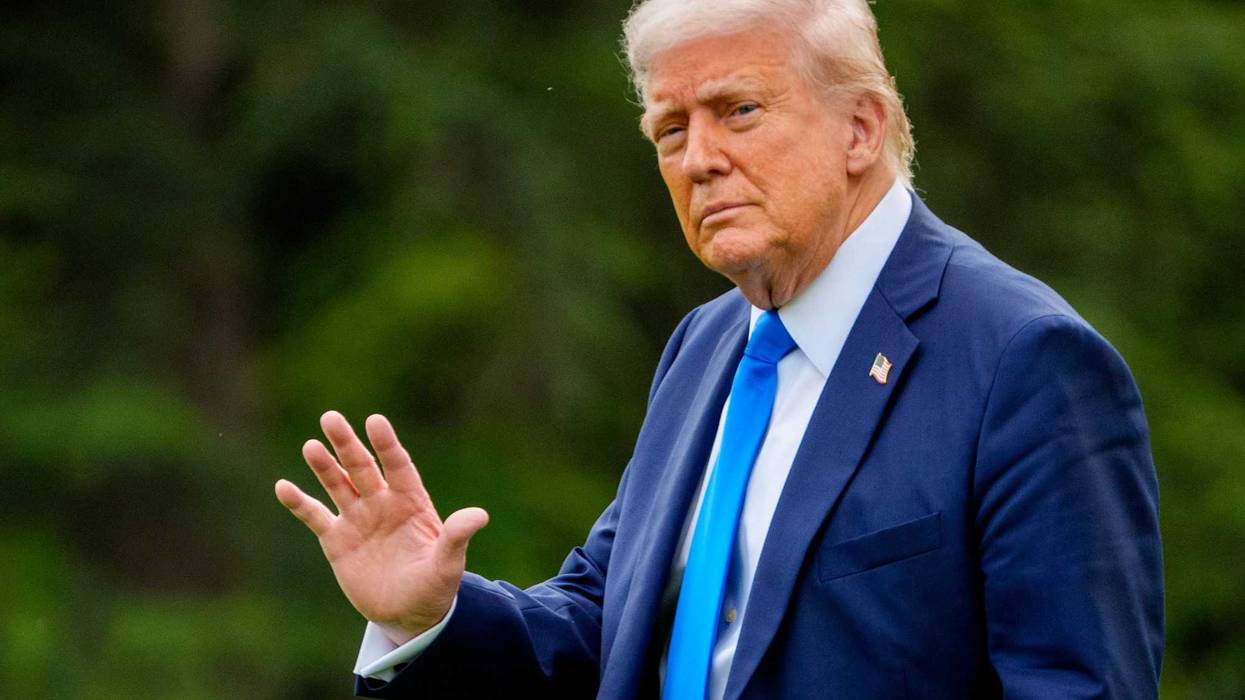 U.S. President Donald Trump walks towards Marine One on the South Lawn on May 1, 2025 in Washington, DC.