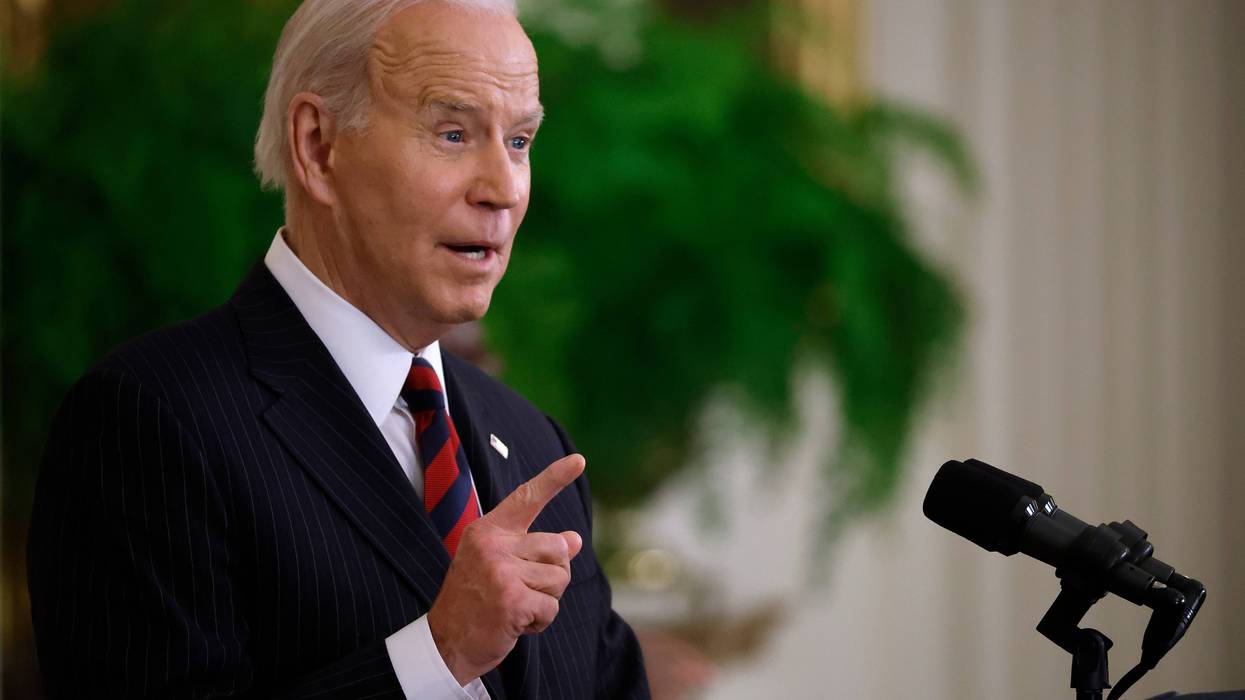 U.S. President Joe Biden addresses and event to celebrate Equal Pay Day in the East Room of the White House on March 15, 2022 in Washington, DC.