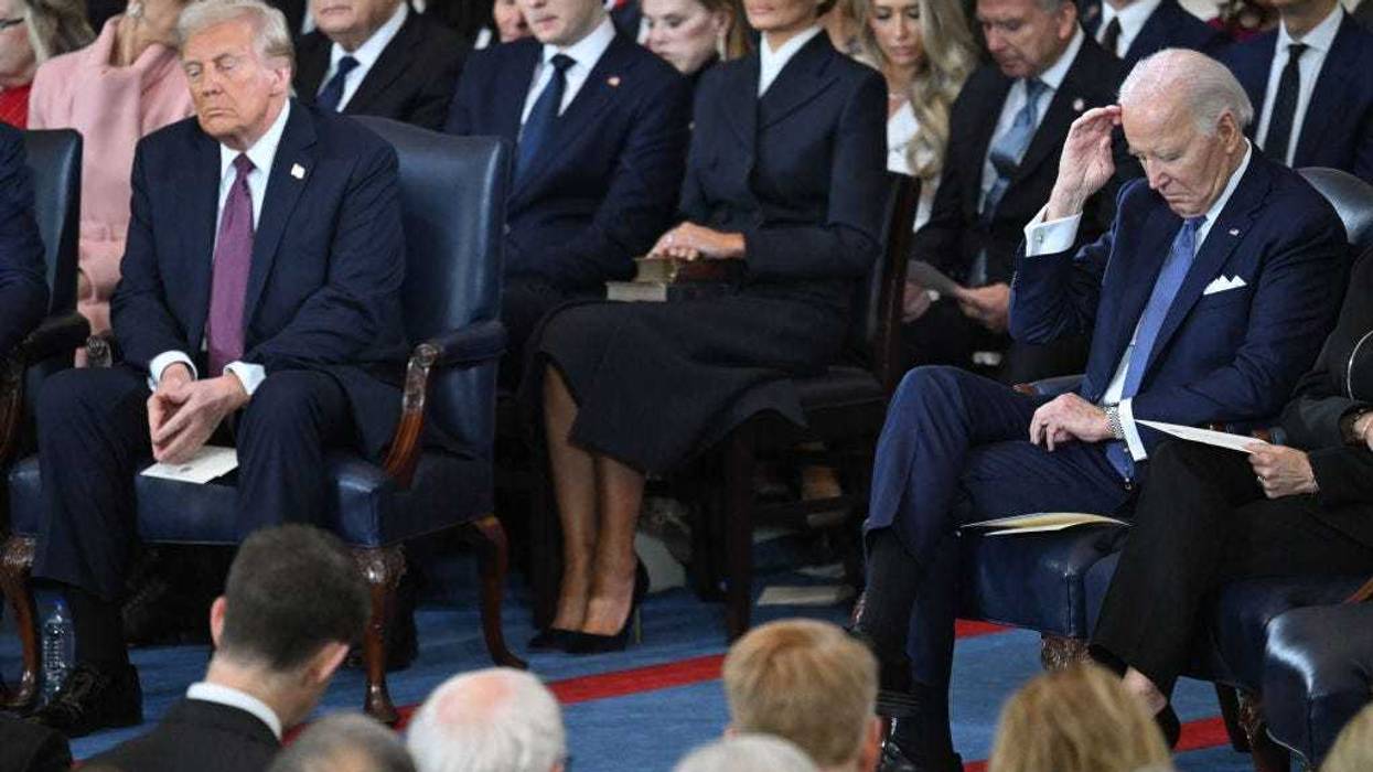 U.S. President Joe Biden and U.S. President-elect Donald Trump attend Trump's inauguration in the U.S. Capitol Rotunda on January 20, 2025 in Washington, DC. Donald Trump takes office for his second term as the 47th President of the United States.