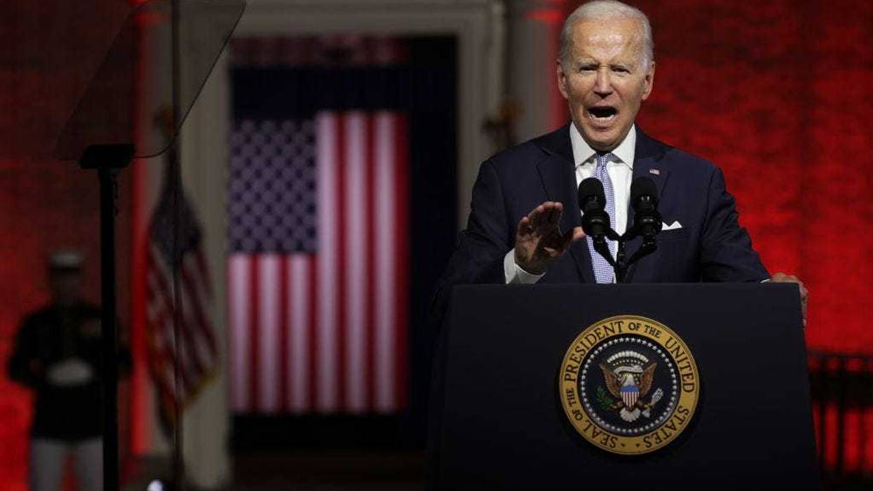 U.S. President Joe Biden delivers a primetime speech at Independence National Historical Park September 1, 2022 in Philadelphia, Pennsylvania. President Biden spoke on “the continued battle for the Soul of the Nation.” (Photo by Alex Wong/Getty Images)