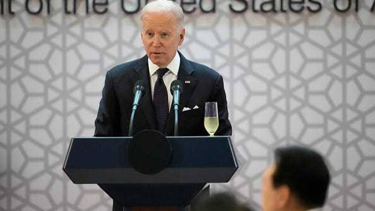 U.S. President Joe Biden delivers a speech during the state dinner hosted by South Korean President Yoon Suk-yeol at the National Museum of Korea on May 21, 2022 in Seoul, South Korea. U.S.