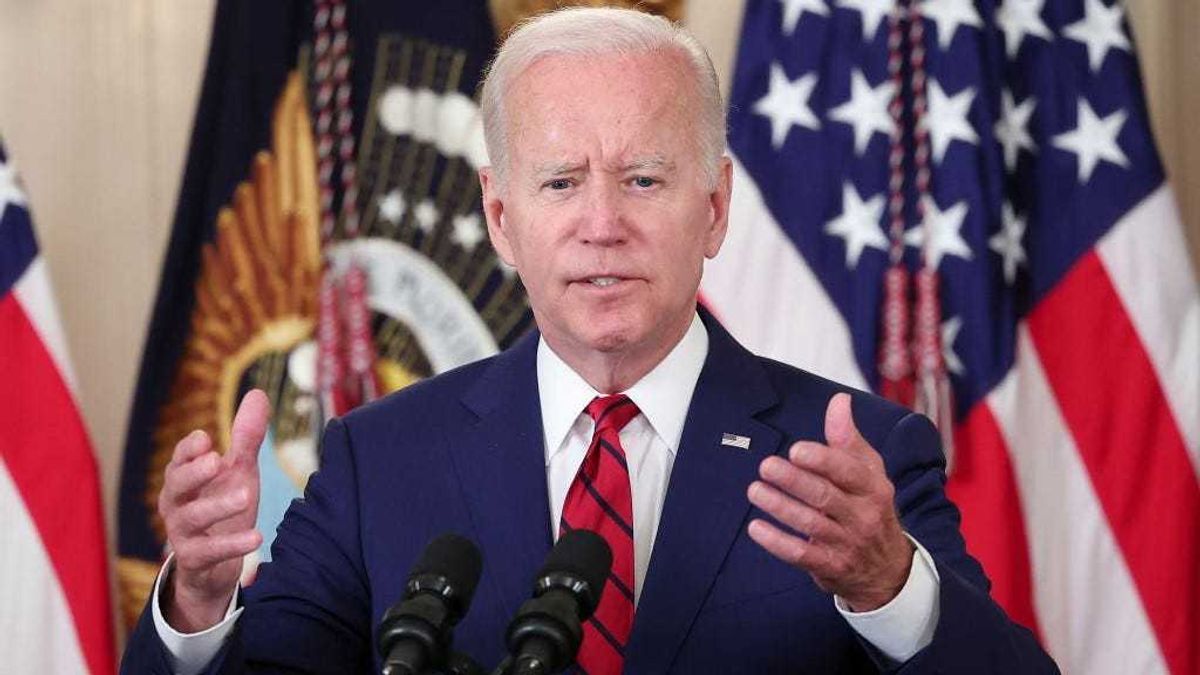 U.S. President Joe Biden delivers remarks before signing nine bills into law with the goal of improving military veterans' lives in the State Dining Room at the White House on June 07, 2022 in Washington, DC.
