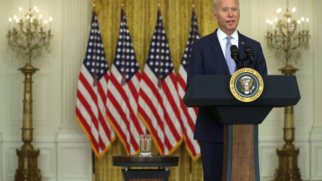 U.S. President Joe Biden delivers remarks during an East Room event at the White House August 12, 2021 in Washington, DC.