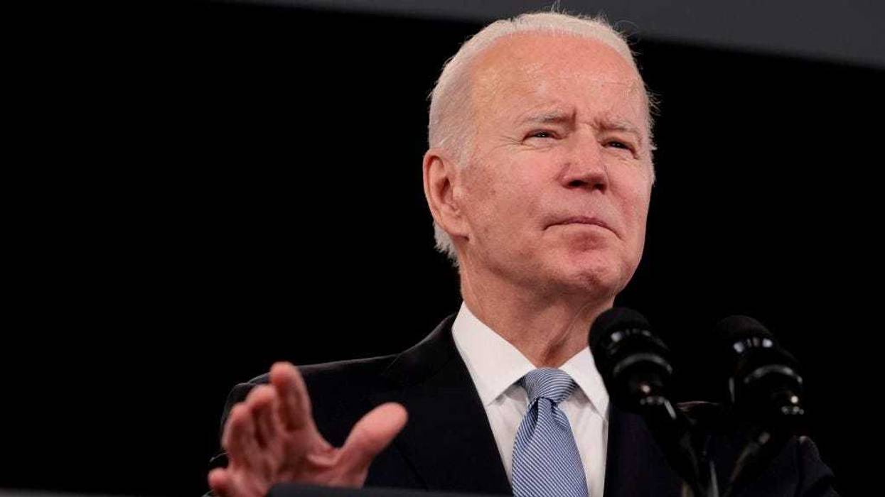 U.S. President Joe Biden delivers remarks on his administration's efforts to increase manufacturing alongside members of his cabinet and Congress, in the South Court Auditorium at the Eisenhower Executive Office Building on February 08, 2022 in Washington, DC.