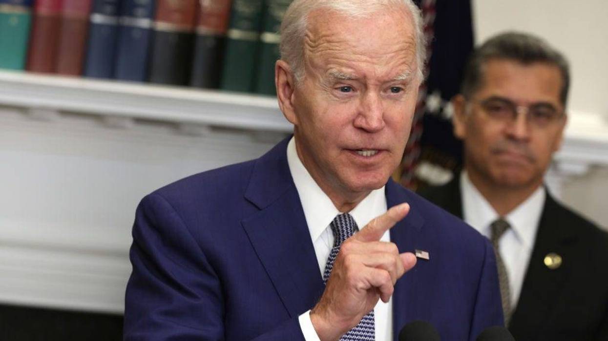 U.S. President Joe Biden delivers remarks on reproductive rights as Secretary of Health and Human Services Xavier Becerra listens during an event at the Roosevelt Room of the White House on July 8, 2022 in Washington, DC. President Biden signed an executive order on access to reproductive health care services. (Photo by Alex Wong/Getty Images)
