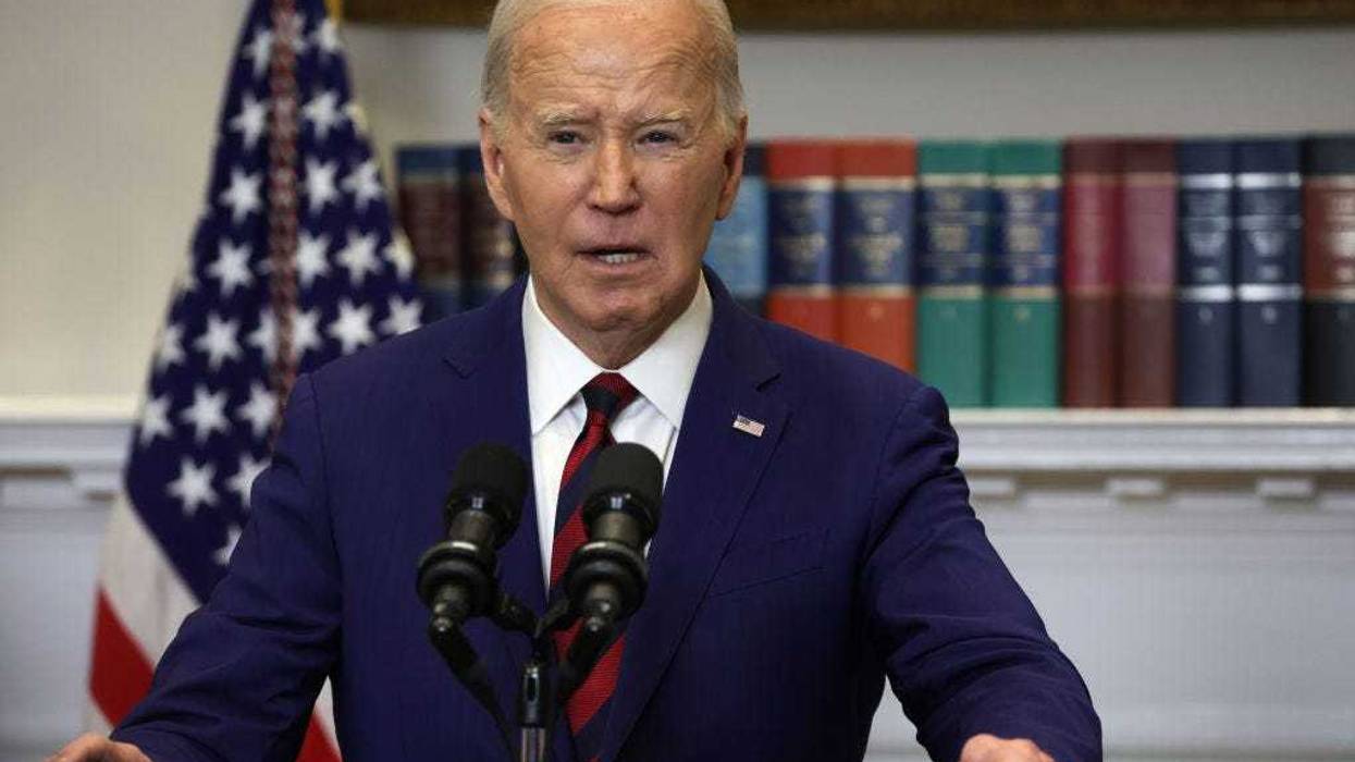 U.S. President Joe Biden delivers remarks on the collapse of Francis Scott Key Bridge in Baltimore, Maryland, in the Roosevelt Room of the White House on March 26, 2024 in Washington, DC. The bridge collapsed after its support column was hit by a container ship overnight. According to reports, rescuers are still searching for multiple people, while two survivors have been pulled from the Patapsco River.