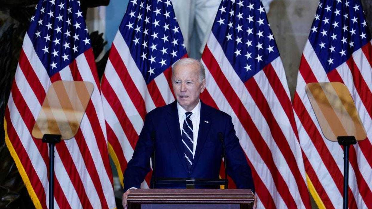 U.S. President Joe Biden gives remarks during the annual National Prayer Breakfast in Statuary Hall in the U.S. Capitol on February 01, 2024 in Washington, DC.