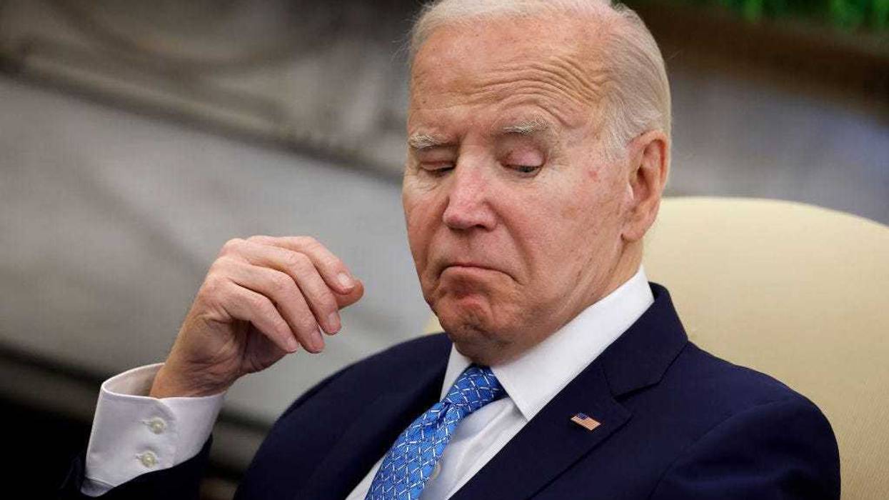 U.S. President Joe Biden listens to prepared remarks during a meeting with Italian Prime Minister Giorgia Meloni in the Oval Office at the White House on March 01, 2024 in Washington, DC. Biden welcomed the far-right leader to the White House for the second time in a year, praising Italy's continued support for Ukraine following Russia's 2022 full-scale invasion. Italy assumed its one-year presidency of the G7 in January. (Photo by Chip Somodevilla/Getty Images)