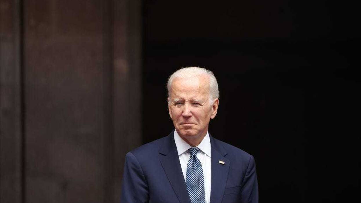 U.S. President Joe Biden looks on during a welcome ceremony as part of the '2023 North American Leaders' Summit at Palacio Nacional on January 09, 2023 in Mexico City, Mexico. President Lopez Obrador, USA President Joe Biden and Canadian Prime Minister Justin Trudeau gather in Mexico from January 9 to 11 as part of the 10th North American Leaders' Summit. The agenda includes topics on the climate change, immigration, trade and economic integration, security among others. (Photo by Hector Vivas/Getty Images)