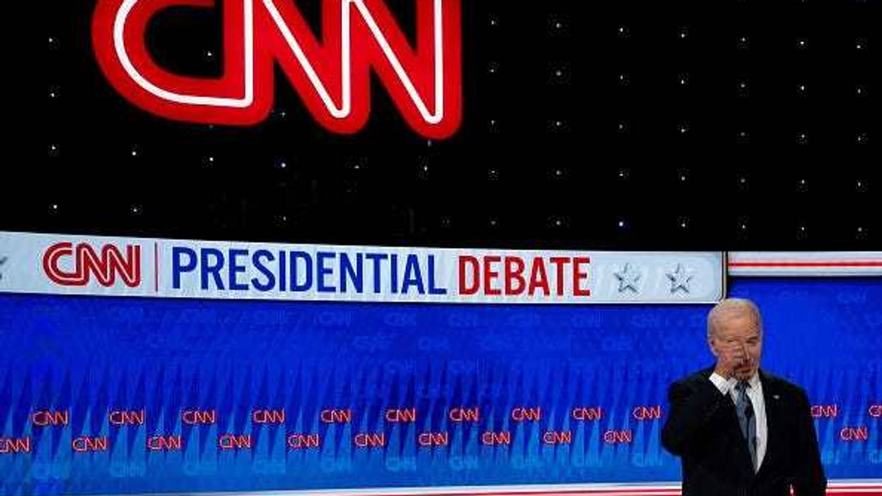 U.S. President Joe Biden participates in the CNN Presidential Debate against Republican presidential candidate, former President Donald Trump at the CNN Studios on June 27, 2024 in Atlanta, Georgia.