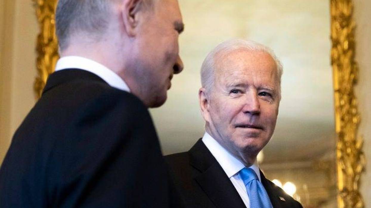 U.S. President Joe Biden (R) and Russian President Vladimir Putin meet during the U.S.-Russia summit at Villa La Grange on June 16, 2021 in Geneva, Switzerland.