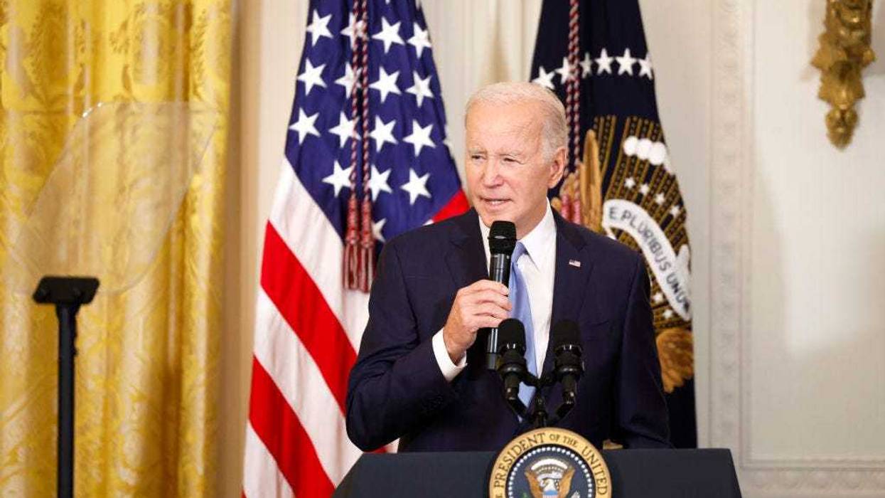 U.S. President Joe Biden speaks at a film screening in the East Room of the White House on May 08, 2023 in Washington, DC.