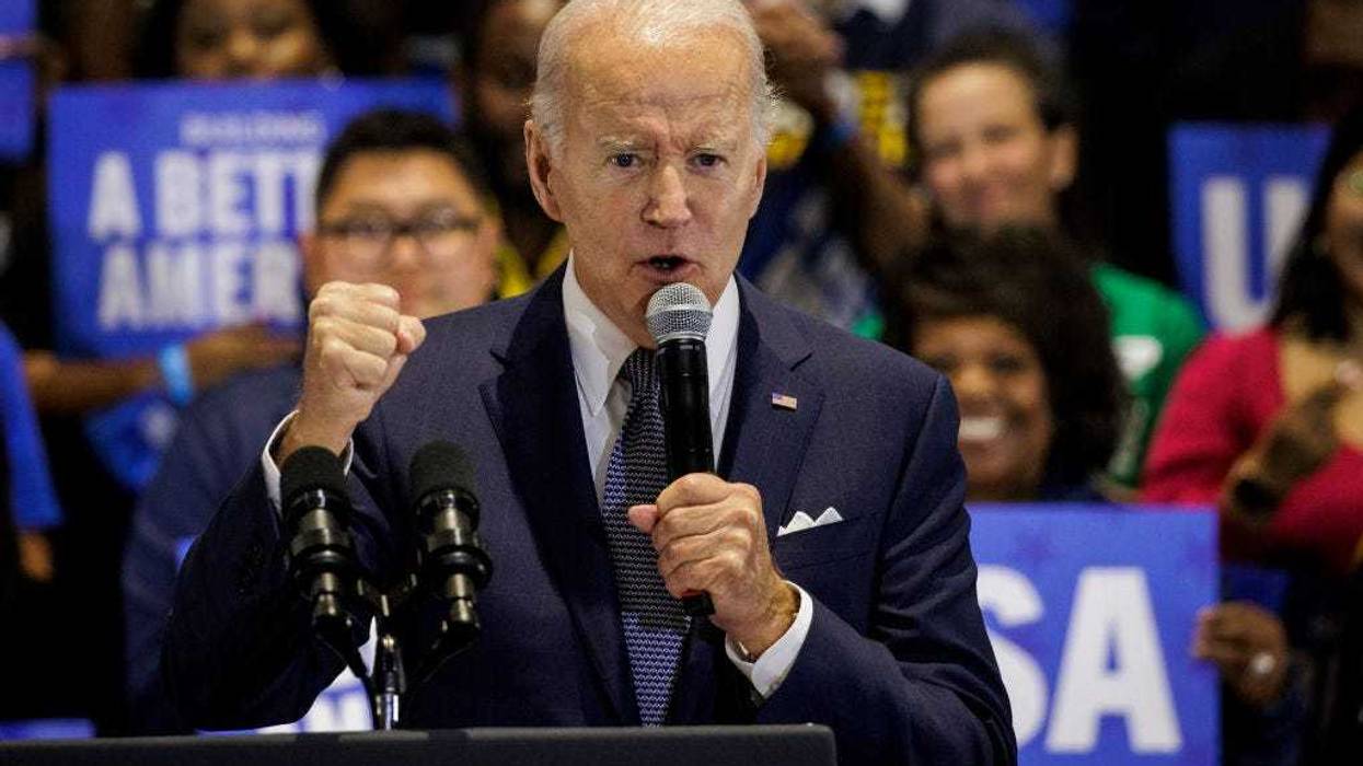 U.S. President Joe Biden speaks during a Democratic National Committee event at the headquarters of the National Education Association on September 23, 2022 in Washington, DC. The president urged supporters to vote in the upcoming midterm elections this November.