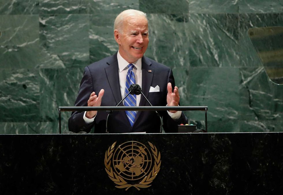 U.S. President Joe Biden speaks during the 76th Session of the United Nations General Assembly at U.N. headquarters in New York on Tuesday, Sept. 21, 2021