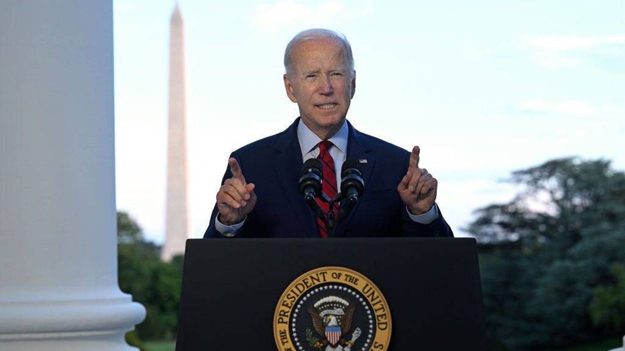 U.S. President Joe Biden speaks from the Blue Room balcony of the White House on August 1, 2022 in Washington, D.C.