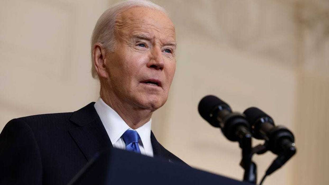 U.S. President Joe Biden speaks on the Senate's recent passage of the National Security Supplemental Bill, which provides military aid to Ukraine, Israel and Taiwan, in the State Dining Room of the White House on February 13, 2024 in Washington, DC. During his remarks Biden urged House Republicans and U.S. Speaker of the House Mike Johnson (R-LA) to move the legislation through the House of Representatives.