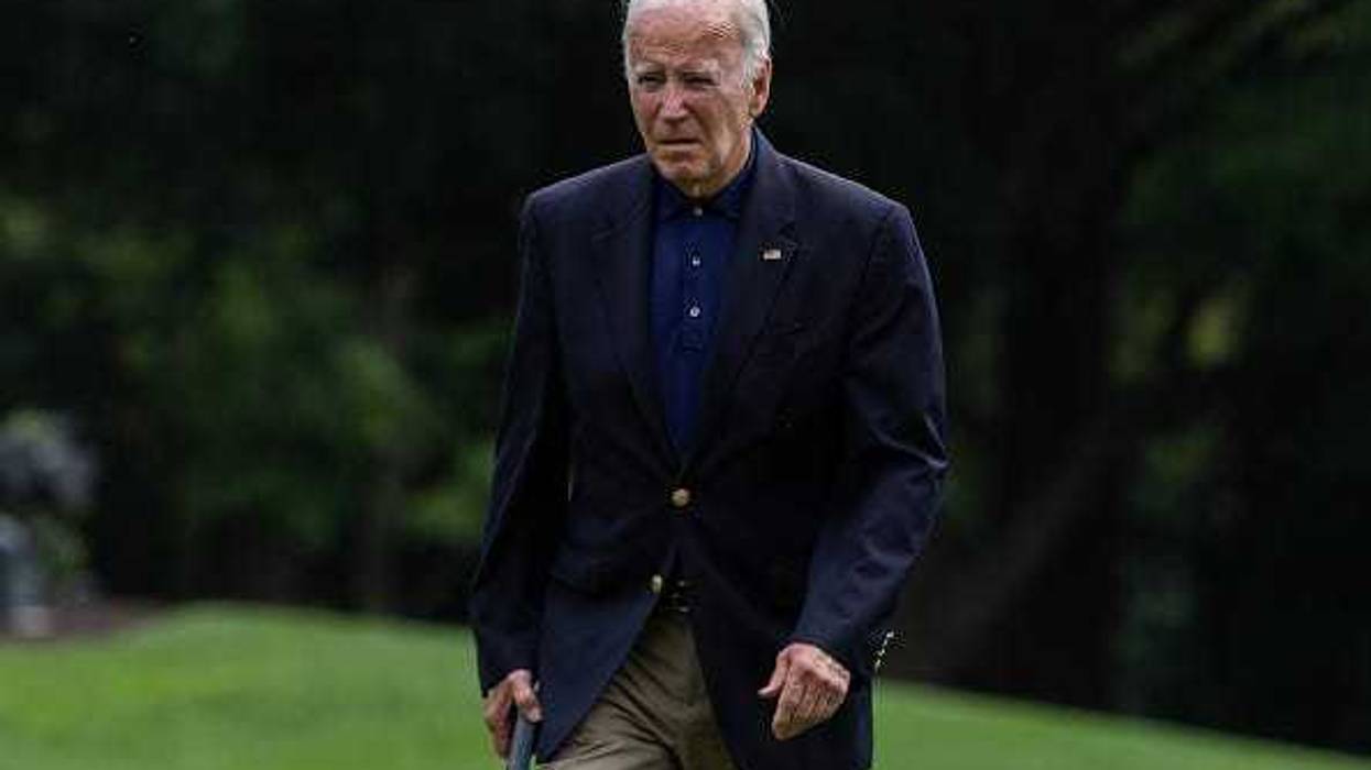 U.S. President Joe Biden speaks to reporters after returning to the White House on September 22, 2024 in Washington, DC.