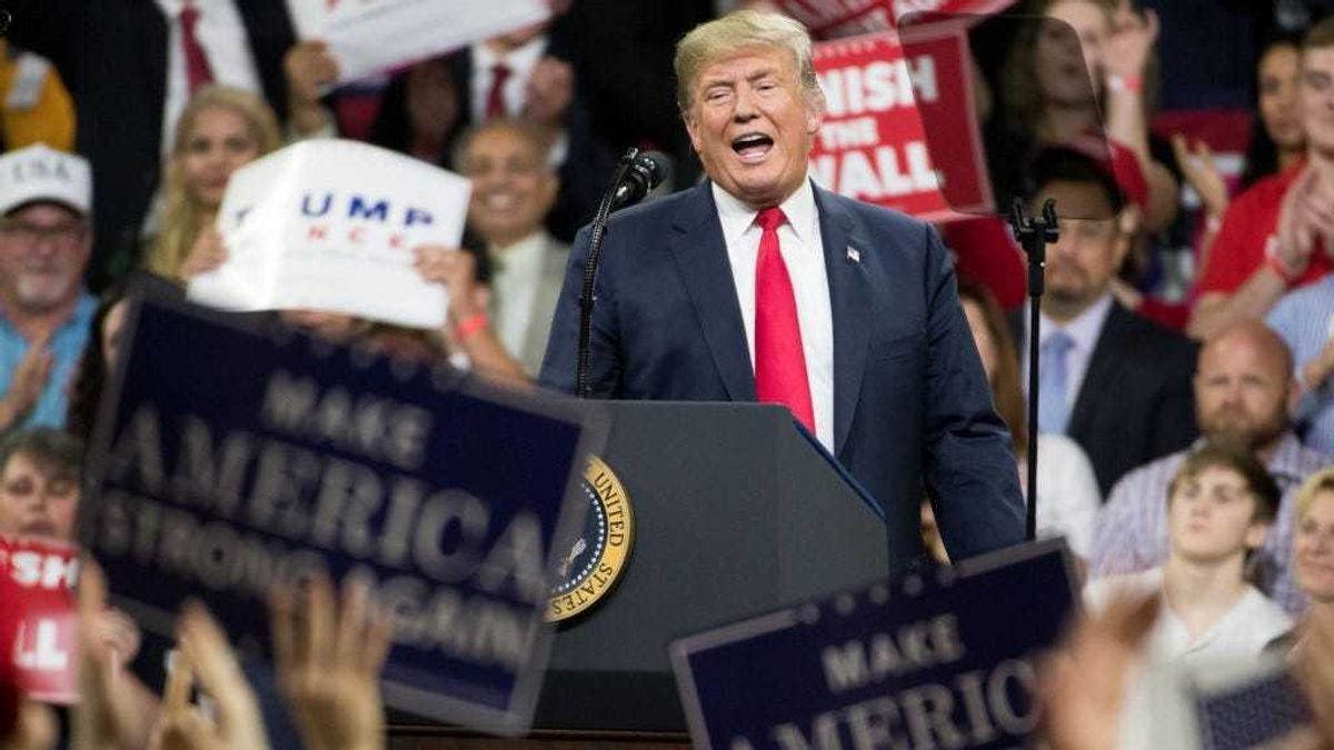 U.S. President President Donald Trump speaks at a campaign rally for Senate candidate, U.S. Rep. Marsha Blackburn (R-TN) at Freedom Hall on October 1, 2018 in Johnson City, Tennessee.